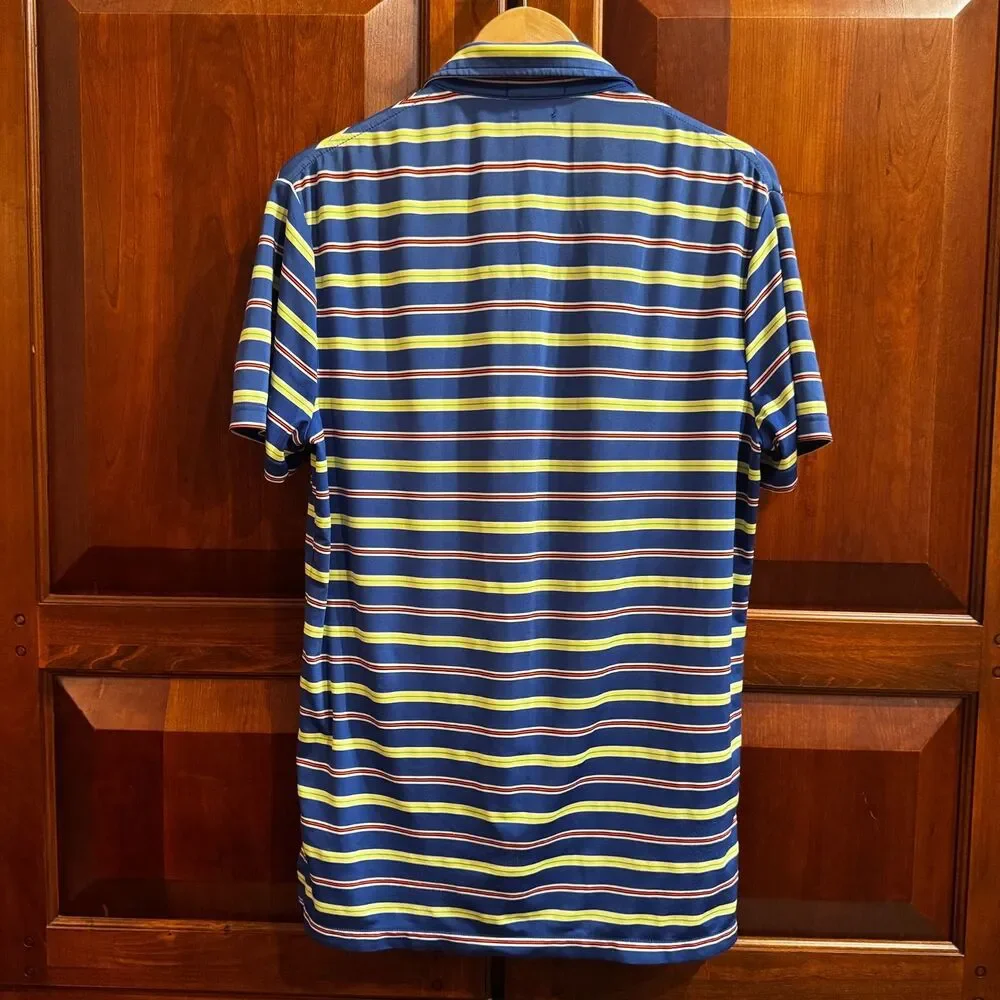 Polo Ralph Lauren Men's Performance Blue Striped Golf Stretch Polo Shirt Medium